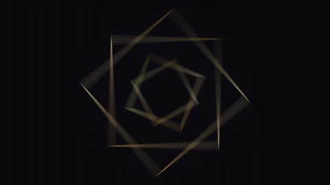 Elegant gold geometric square pattern rotating on a black background Video stock 335939439
