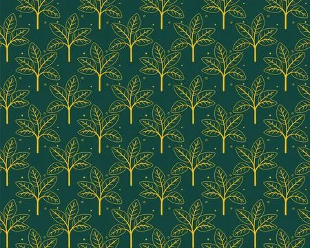 Elegant gold leaf pattern on a deep teal background.  Perfect for textile d.. Stock Illustration