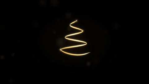 Elegant gold light trace forming a Christmas tree with Merry Christmas text Stock Footage 346295099