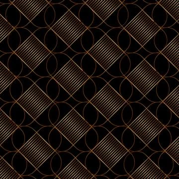 Elegant gold line geometric pattern on black background art deco style. Stock Illustration