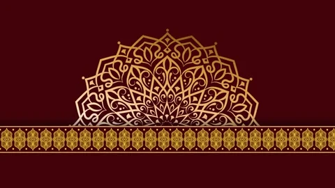 Elegant Gold Mandala Border on Deep Red Background. Stock Footage 325362575