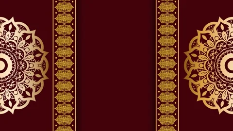 Elegant Gold Mandala Border on Deep Red Background. Stock Footage 325363035