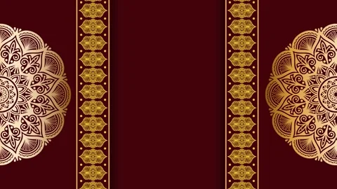 Elegant Gold Mandala Pattern on Deep Red Background. Stock Footage 325364745