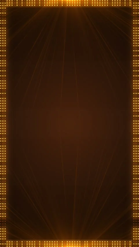 Elegant gold marquee border rows of glowing dots, soft bottom flare, dark copy a Stock Footage 340452589