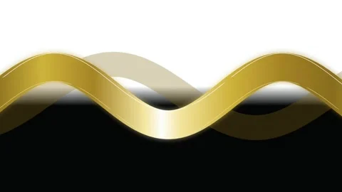 Elegant gold ribbons divide a split white and gray background in a seamless  Video stock 343114829