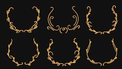 Elegant Gold Vintage Decorative Elements Set Flourishes Swirls Ornate Desig.. Illustrazione stock