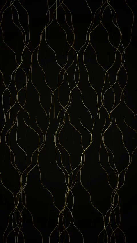 Elegant Golden Abstract Wave Pattern on Deep Black Background Stock Footage 345487783