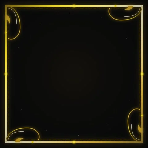 Elegant Golden Border Frame with Swirling Ornate Swirls on Black Background Stock Footage 346282948