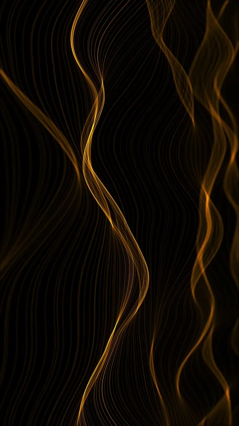 Elegant golden data wave background smooth flowing curves, dark space, luminous Stock Footage 340411383