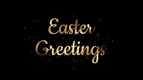 Elegant golden Easter greetings text on sleek black background, shimmering Stock-Footage 297122809