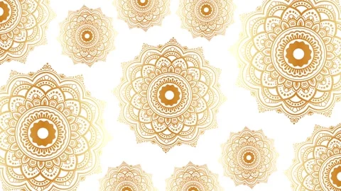Elegant Golden Islamic Mandala Pattern Background for Muslim Celebrations an Stock Footage 340148886