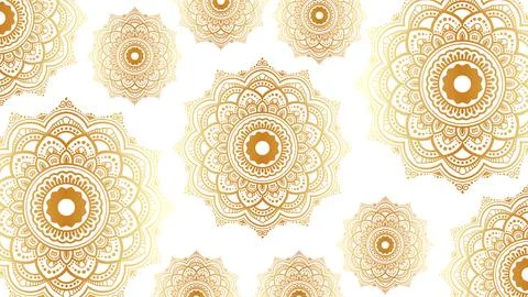 Elegant Golden Islamic Mandala Pattern Background for Muslim Celebrations. Stock Illustration