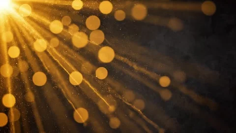 Elegant golden light rays with floating bokeh particles for luxury advertis.. Видео 347245330