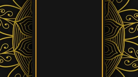 Elegant Golden Mandala Islamic Background Loop with Black Copy Space for Ram Stock Footage 340289853
