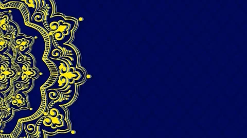 Elegant Golden Mandala Pattern on Dark Blue Background for Traditional and .. Stock Footage 339218130