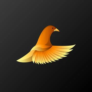 Elegant gradient flying pigeon logo isolated on black background Stock Illustration