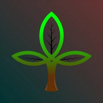 Elegant Green Leaf Tree Vector Icon Design JPG-EPS Stock Illustration