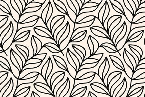 Elegant hand drawn botanical leaf pattern seamless background texture イラスト素材