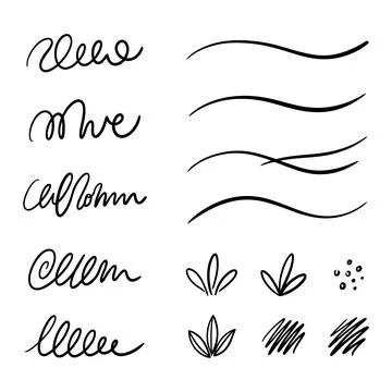 Elegant hand drawn calligraphic lines line art vector illustration design Illustrazione stock