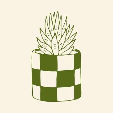 Elegant hand drawn vector sketch of an aloe vera succulent plant in a modern Stock Illustration