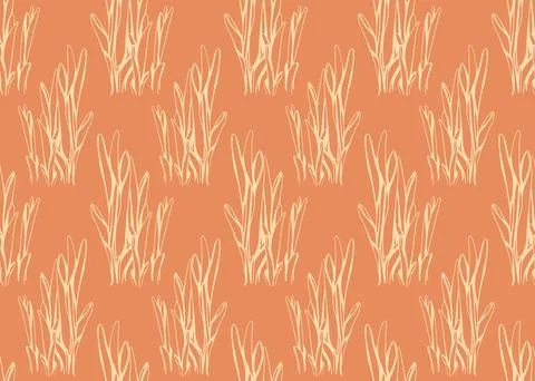 Elegant, handdrawn grass pattern in warm terracotta tones.  Perfect for tex.. Stock Illustration