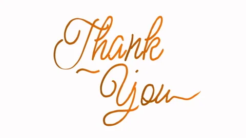Elegant handwritten script displays the words Thank You in a warm gradient Video stock 340208313