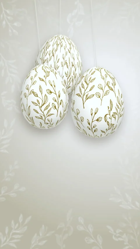 Elegant hanging floral Easter Eggs. Minimalist beautiful Easter greeting card Video stock 306131970