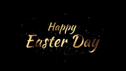 Elegant Happy Easter Day text design, golden typography against black  Stock Footage 297122674