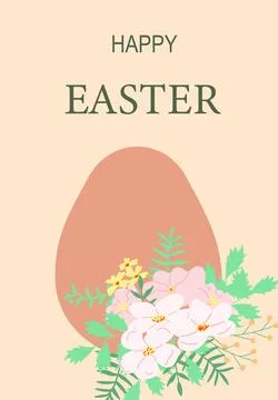 Elegant happy easter poster design with floral decoration for greeting cards Stock Illustration