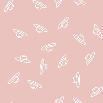 Elegant hat line vector seamless pattern Stock Illustration