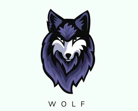 Elegant head wolf front view art logo design inspiration Stock Illustration