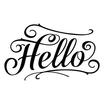 Elegant Hello Text with Ornate Calligraphy Swirls and Flourishes Stock Illustration