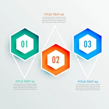 Elegant hexagonal shape three steps infographic design Stock Illustration