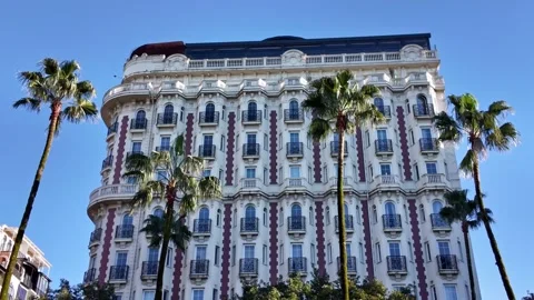 Elegant Historic Building Framed By Palm Trees Stock-Footage 342425293