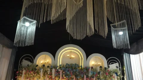 Elegant home setup featuring luxurious lighting and cozy tent decor Stock Footage 288318375