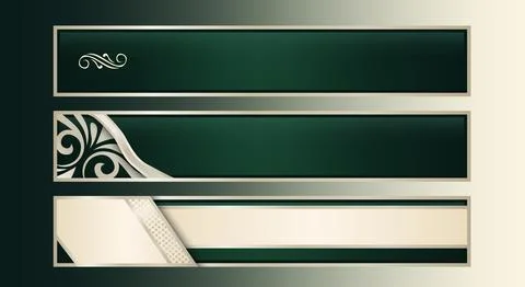 Elegant horizontal banner lower third set luxurious dark emerald green and .. Stock Illustration