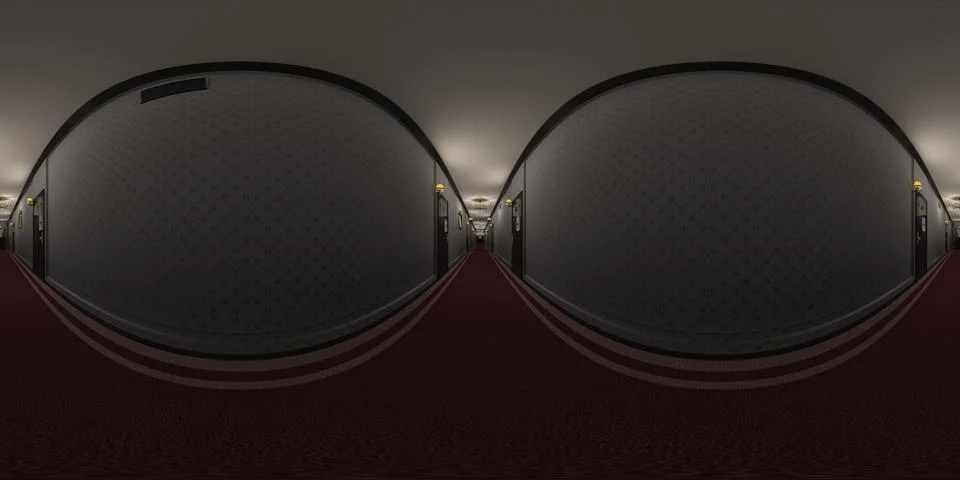 Elegant Hotel Corridor Equirectangular VR360 库存插图