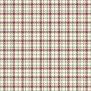 Elegant houndstooth check pattern in muted greens and burgundy on a cream bac Stock Illustration