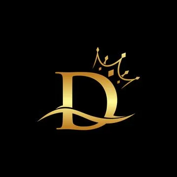 Elegant initial letter D with crown logo vector, Creative Lettering Logo Ve.. Stock Illustration