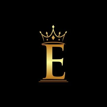 Elegant initial letter E with crown logo vector, Creative Lettering Logo Ve.. Stock Illustration