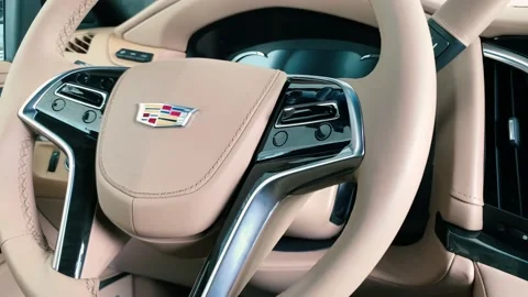 Elegant interior of Cadillac Escalade car the Luxury Division of General Motors. Stock Footage 130919082