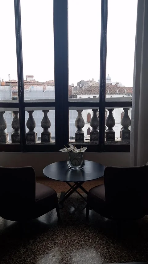 Elegant Interior with City View through Classic Window – 8K Cinematic Shot Stock Footage 318791489