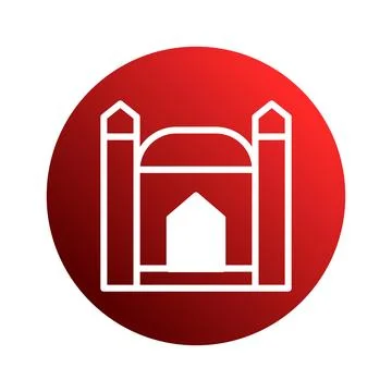 Elegant islamic architectural design inside a red circle perfect for ramada.. Stock Illustration