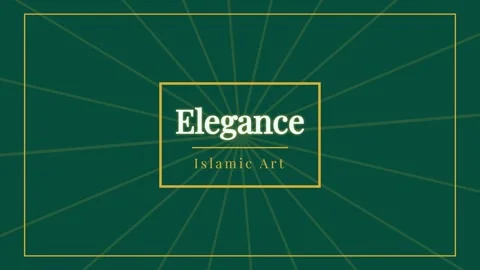 Elegant Islamic Art background template with gold accents on dark green vid.. Stock Footage 336879416