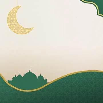 Elegant Islamic background featuring a mosque silhouette, golden filigree c.. Stock Illustration