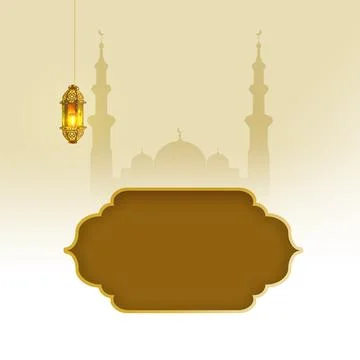 Elegant Islamic background featuring a mosque silhouette, a glowing traditi.. Stock Photos