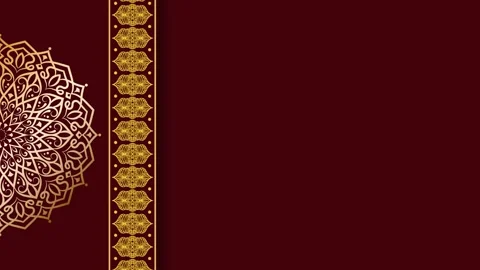 Elegant Islamic Mandala Border on Deep Red Background. Stock Footage 325362583