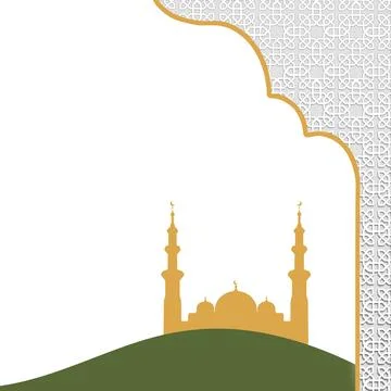 An elegant Islamic themed background featuring a golden mosque silhouette o.. Stock Illustration