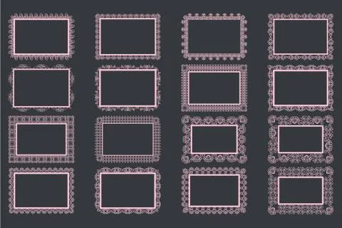 Elegant Lace Borders Frames laser cut Stock Illustration