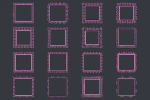 Elegant Lace Borders Frames laser cut Illustrazione stock